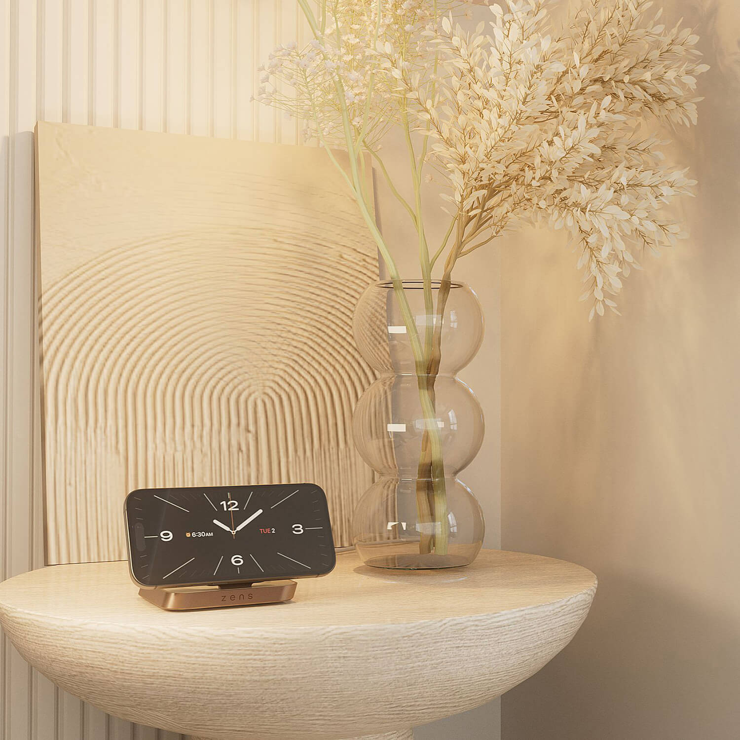 ZENS Wireless Charger Nightstand Qi 15W Copper