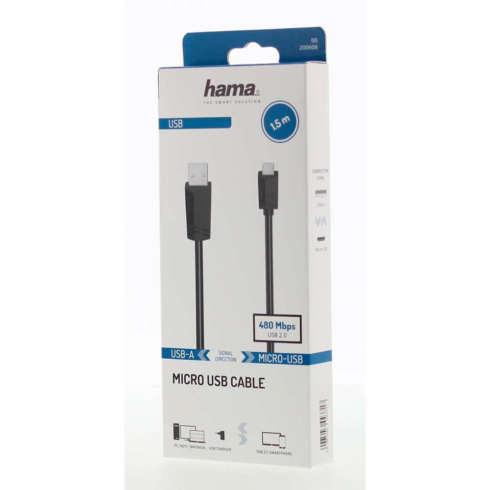 HAMA Cable Micro-USB 2.0 480 Mbit/s 1,5m Black