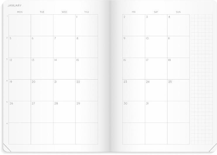Ukekalender Masume A5 Ruter 2027 Engelsk