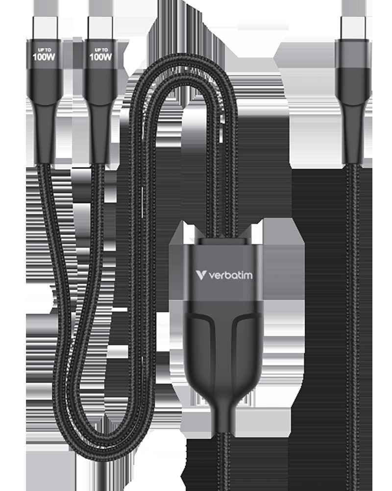 Verbatim Sync&Charge USB-C to Dual cable 100W 150cm grey