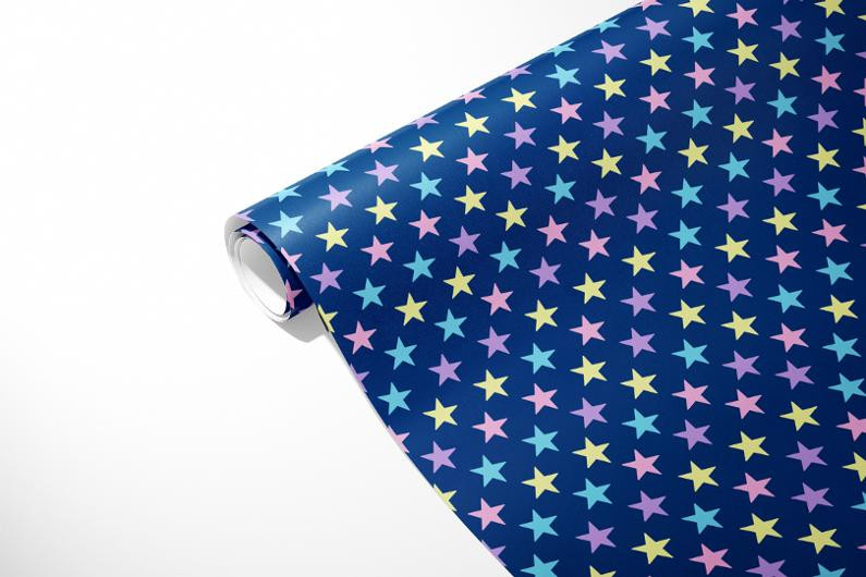 Gavepapir 70Cmx10M Stars Blå