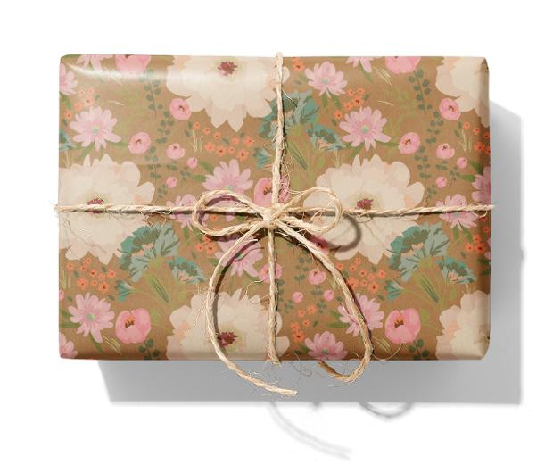 Gavepapir 70Cmx10M Kraft Fiore Blomstret