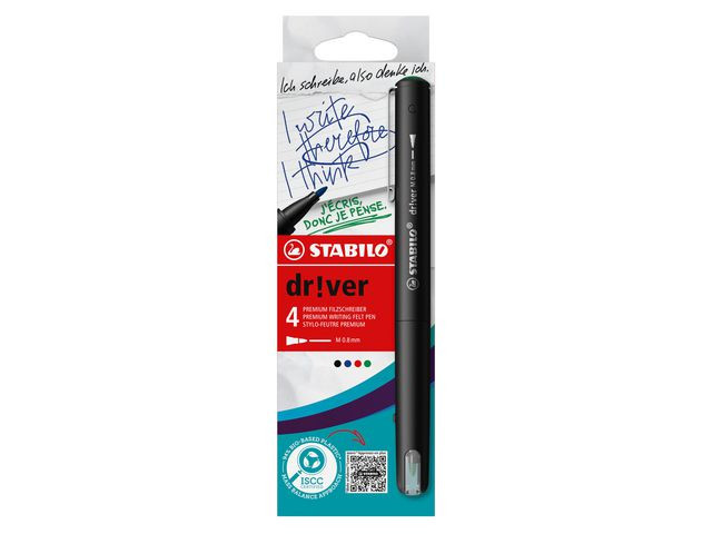 Fiberpenn Stabilo Dr!Ver 0,8Mm Ass (4 stk)