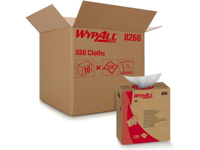 BildeKlut Wypall X60 Hvit Pop-Up (126 stk/pk, 10 pakker)