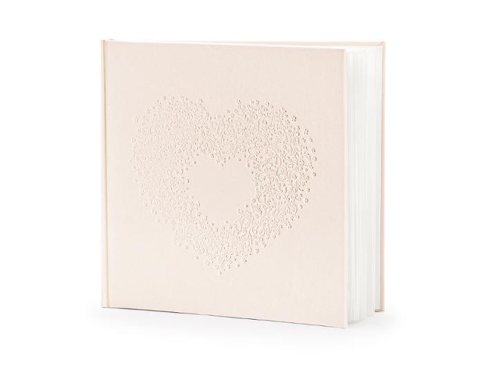 BildeGjestebok Hjerte 20X20Cm Lys Rosa