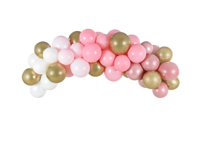 BildeBallongbue 200Cm 60Stk Rosa/Hvit/Gull
