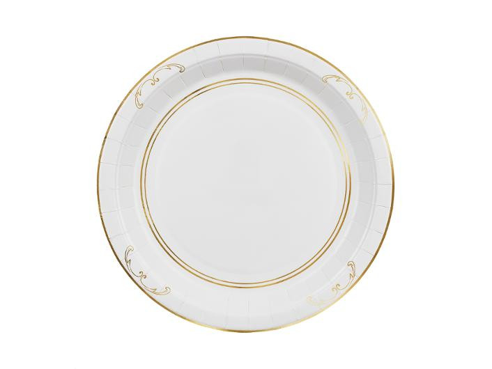 BildeTallerken Papp 23Cm Hvit/Gull (6 stk)