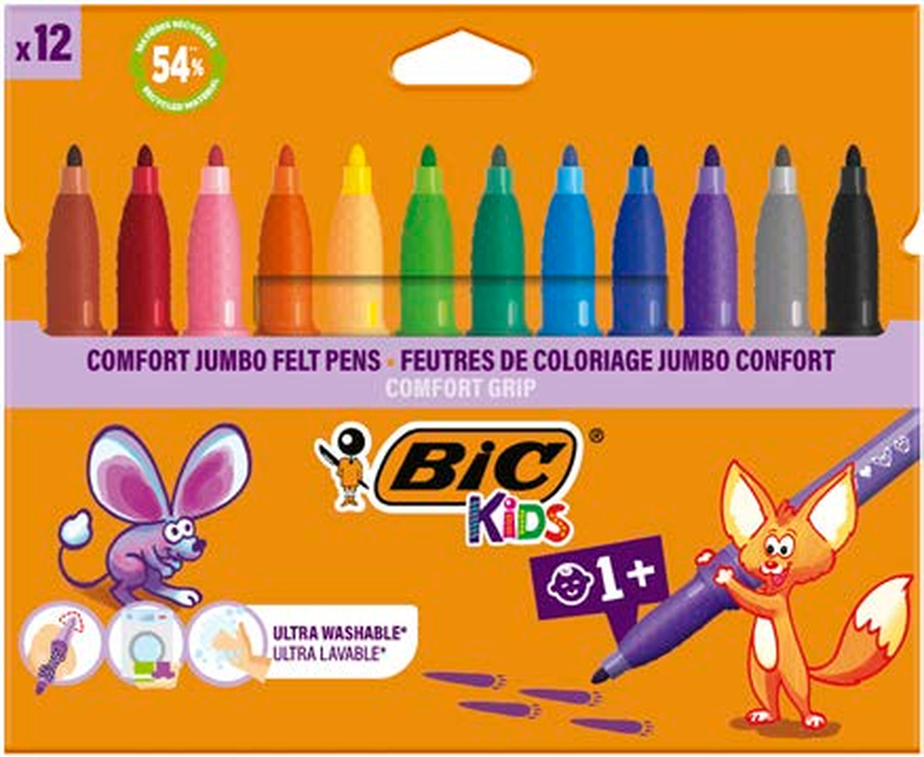 BildeBIC Kids Comfort Jumbo tusjer 12 stk.