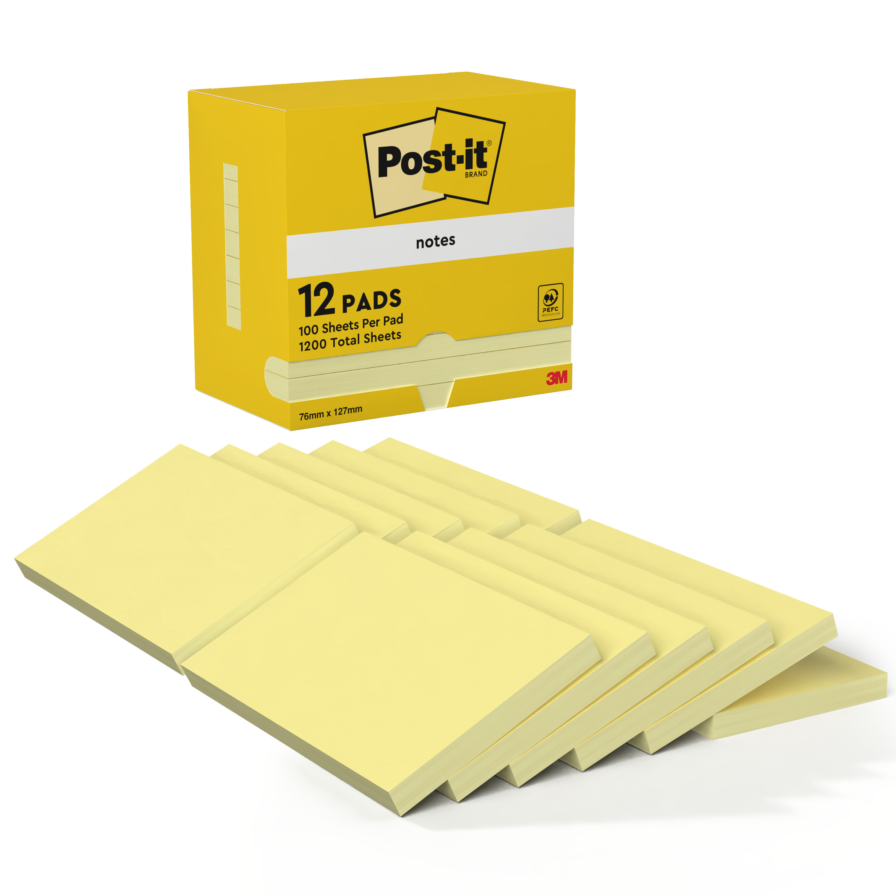 Notatblokk Post-It 76X127 Cy (12 stk)