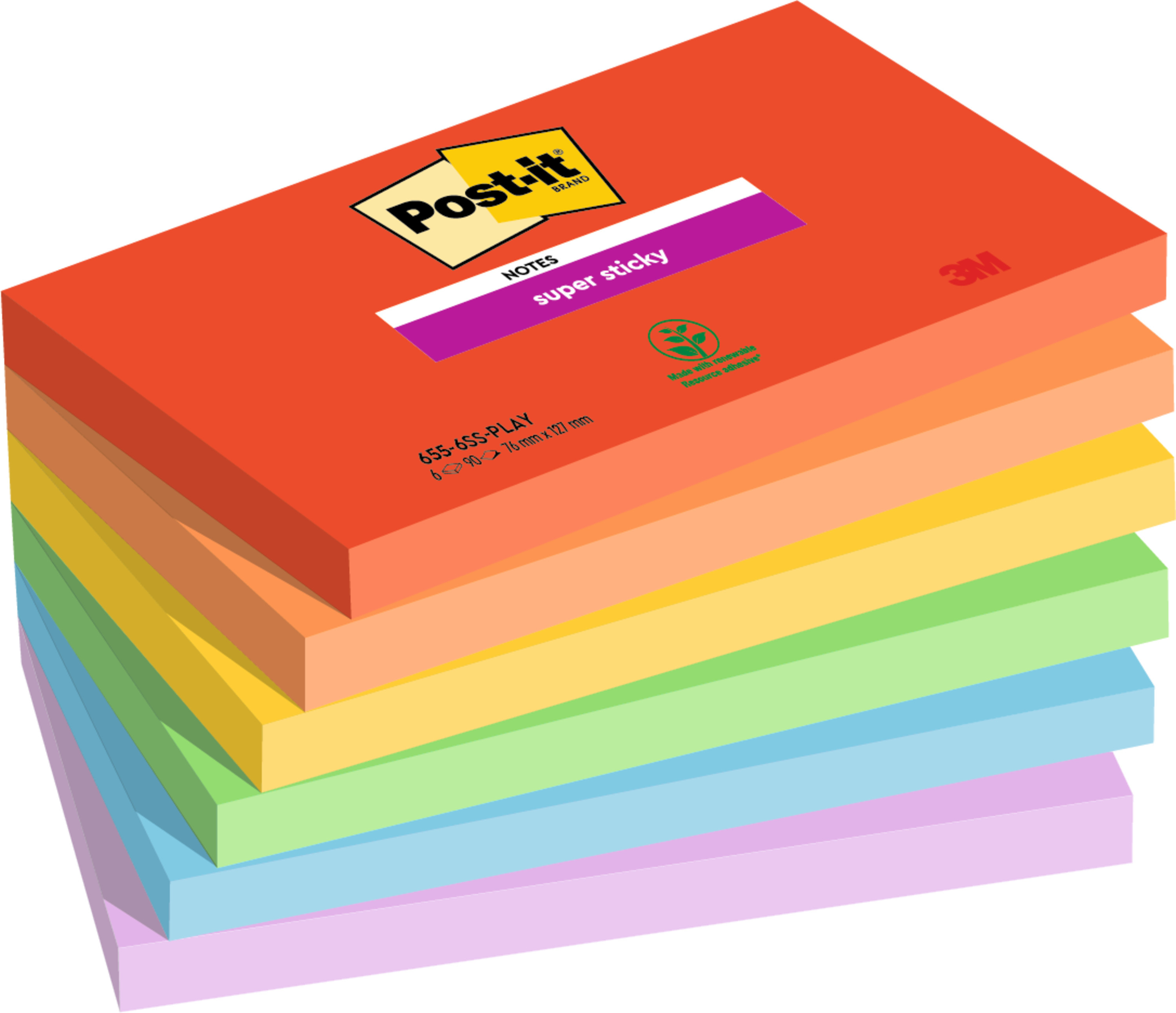 BildeNotatblokk Post-It Ssn 76X127 Playful (6 stk)