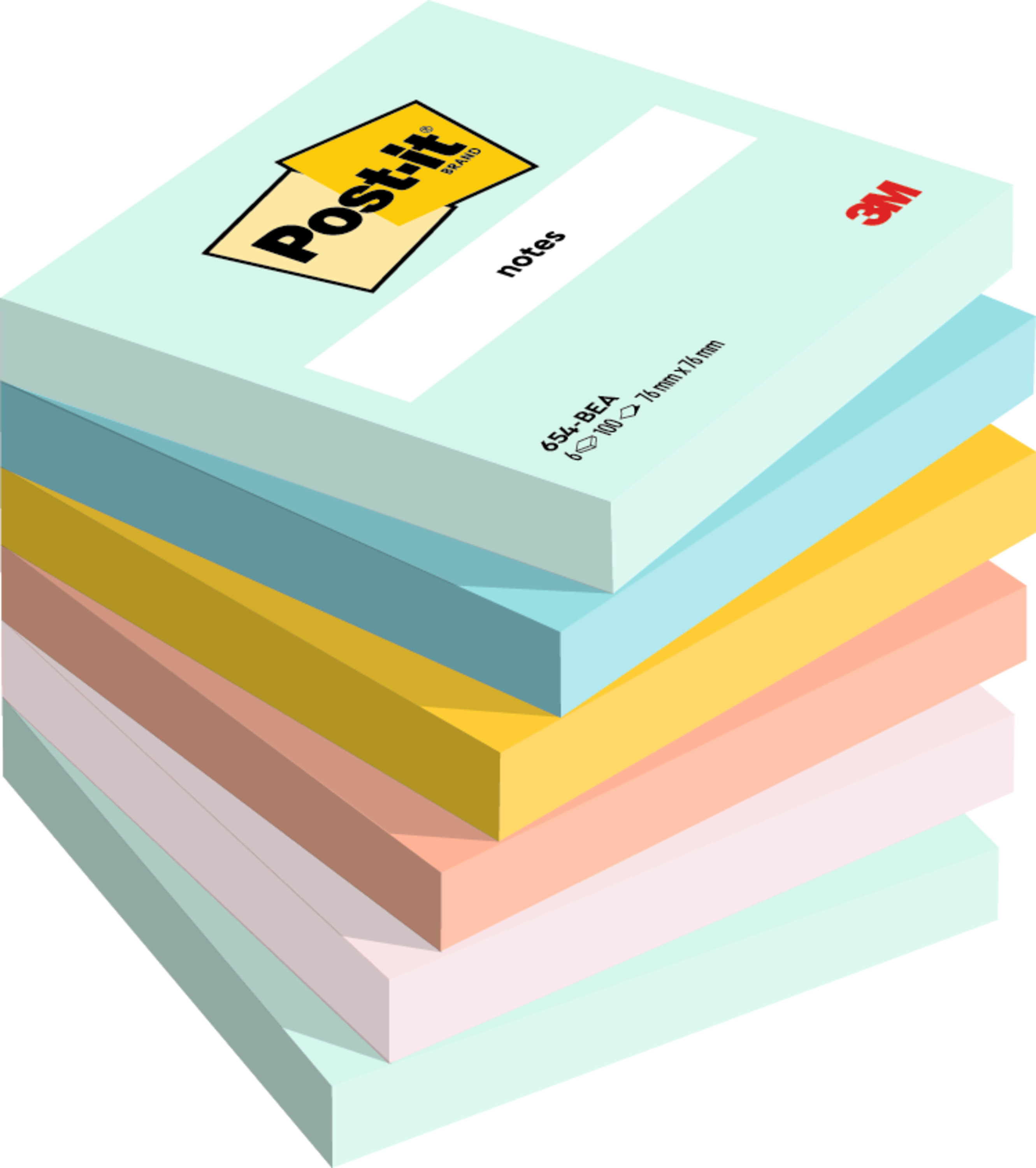 Notatblokk Post-It 76X76 Beachside (6 stk)