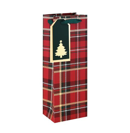 BildeFlaskepose Eurowrap 12,7X35,5X9Cm Ruter