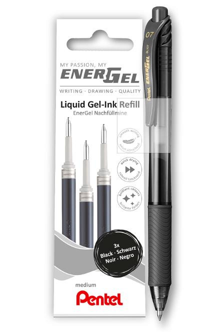 BildeGeleroller Pentel Energel Sort (1+3)