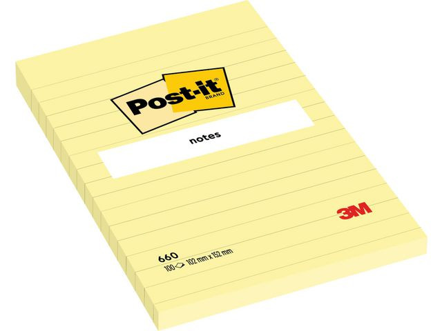 Post-It Notatblokk 102X152 660 Linj Gul (6 stk)