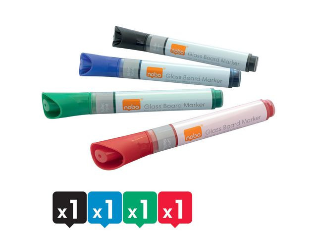 Whiteboardpenn Glass Nobo Assortert (4)