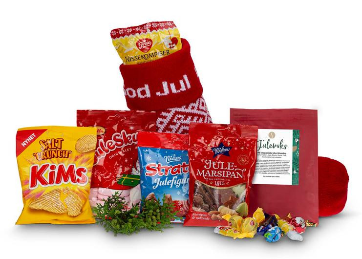 BildeJulestrømpe Med Julegodt - Stor (15 stk)
