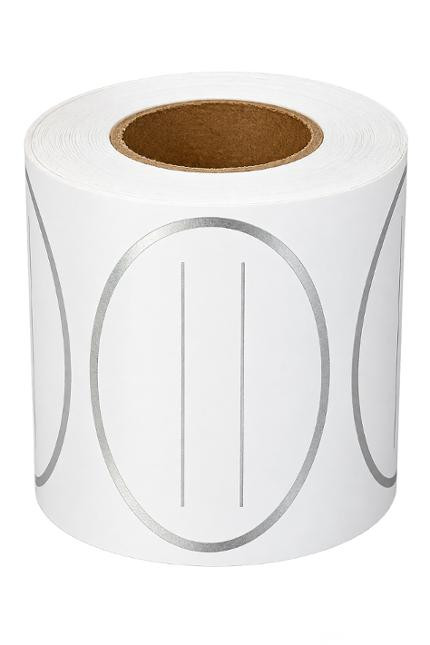 BildeMerkelapper Selvkleb. Oval Sølv (500 stk)