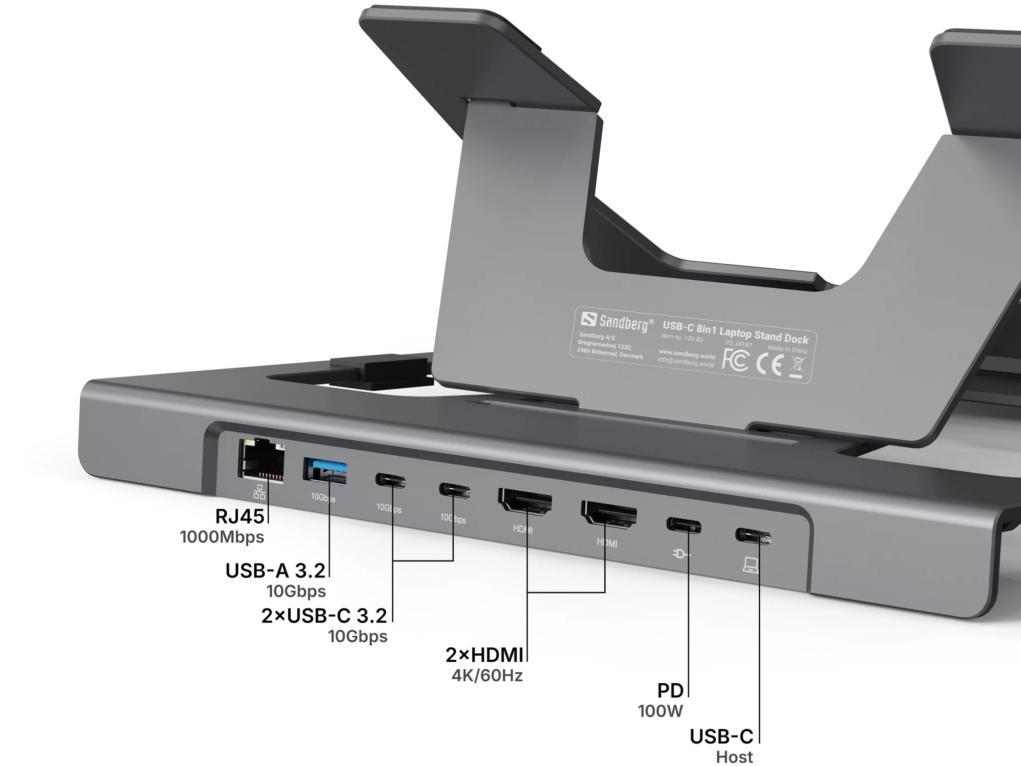 Sandberg USB-C 8in1 Laptop Stand Dock