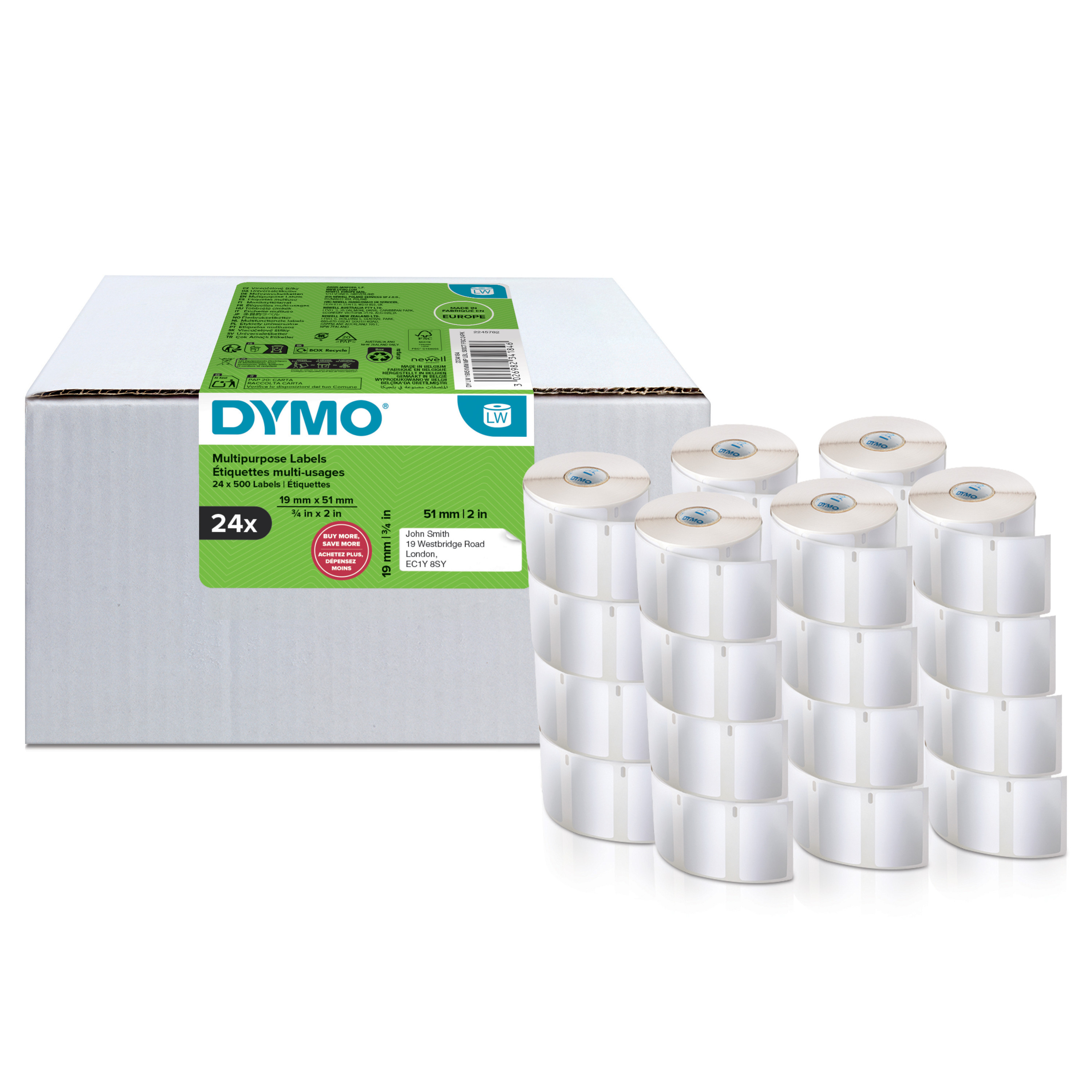 BildeDYMO LabelWriter 19mm x 51mm Multi-Purpose Labels white 24 R
