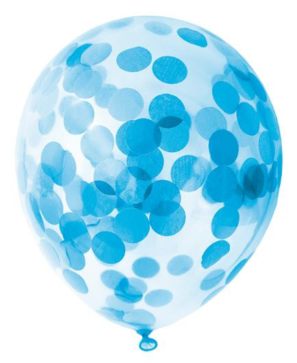 BildeBallong Lateks 30Cm Blå Konfetti (6 stk/pk, 6 pakker)