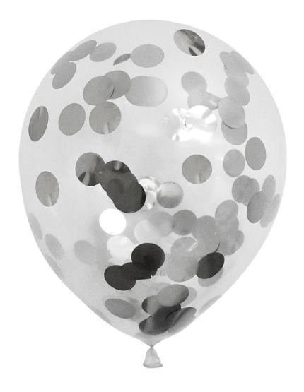 BildeBallong Lateks 30Cm Sølv Konfetti (6 stk/pk, 6 pakker)