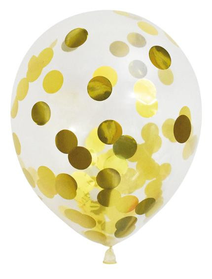 BildeBallong Lateks 30Cm Gull Konfetti (6 stk/pk, 6 pakker)