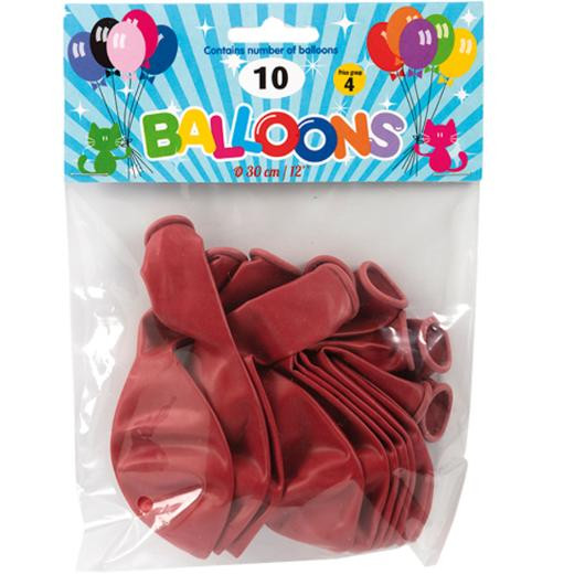 Ballong Lateks 30Cm Rød (10 stk/pk, 6 pakker)