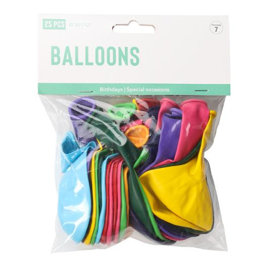 Ballong Lateks 30Cm Ass. Farger (25 stk/pk, 6 pakker)