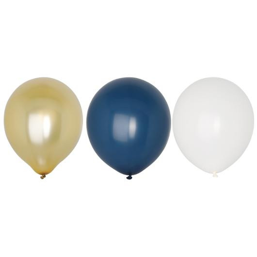 BildeBallong Lateks 30Cm Gull Hvit Blå (8 stk/pk, 6 pakker)