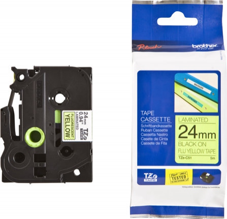 TZe tape 24mmx8m black/neon yellow