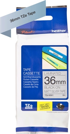 TZe tape 36mmx8m black/silver mat