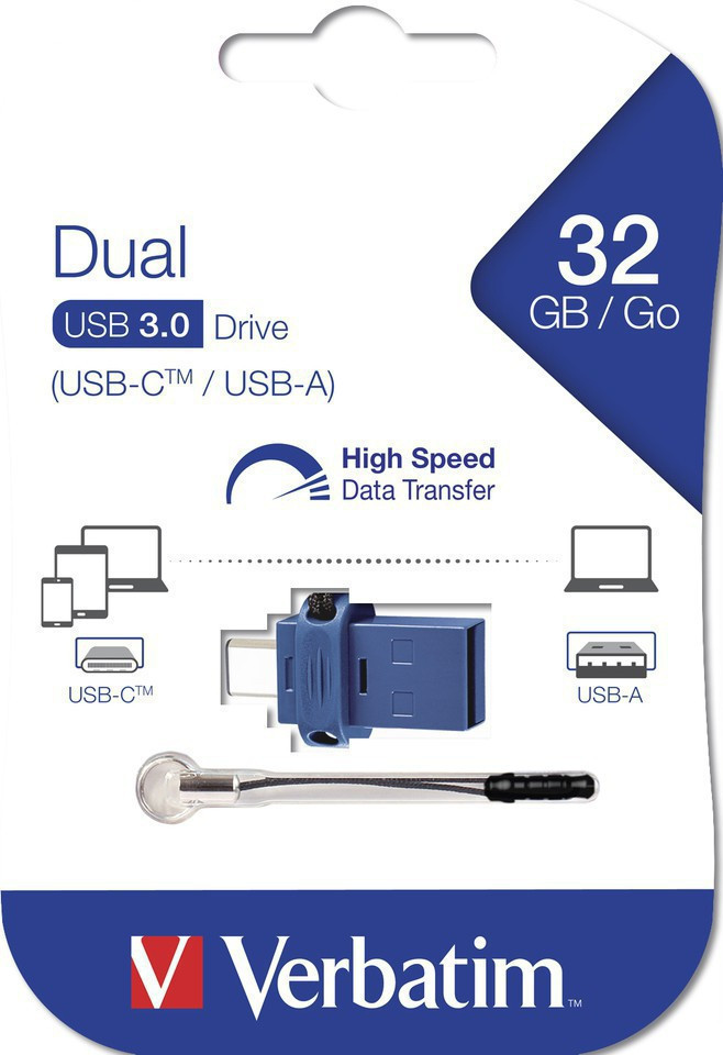 Verbatim 32GB Dual Minnepenn USB 3.0/USB-C Sort