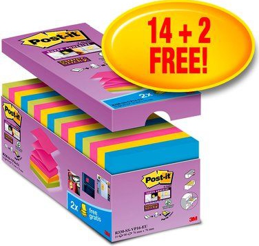 Post-it Z-Klistrelapper 76x76 Super Sticky V-Pack (16)
