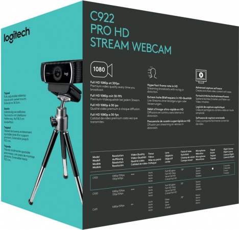 C922 Pro Stream Webcam, Black