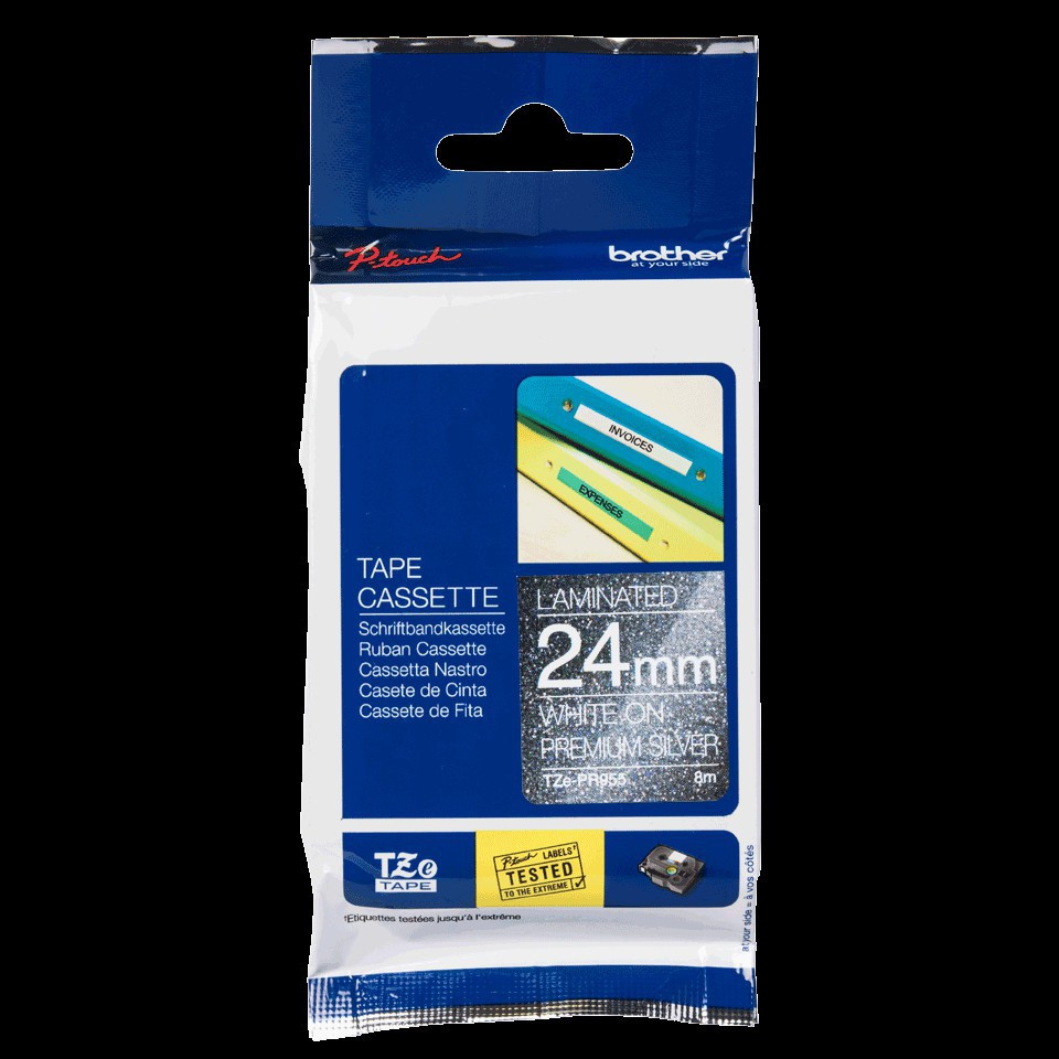 BildeBrother TZe-PR955 24mm x 8m tape Hvit p slv