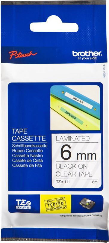 Brother TZe tape 6mmx8m black/clear
