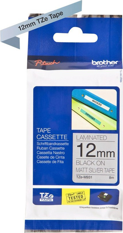 TZe tape 12mmx8m black/silver mat