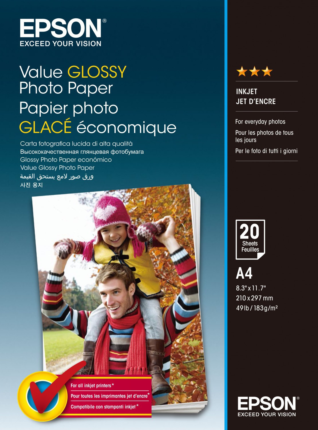 BildeEPSON A4 Value Glossy Photo Paper A4 - 20 sheets