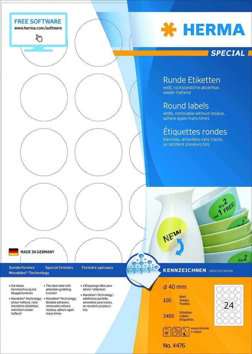 Herma Etiketter Movables A4  ~ 40mm (100)