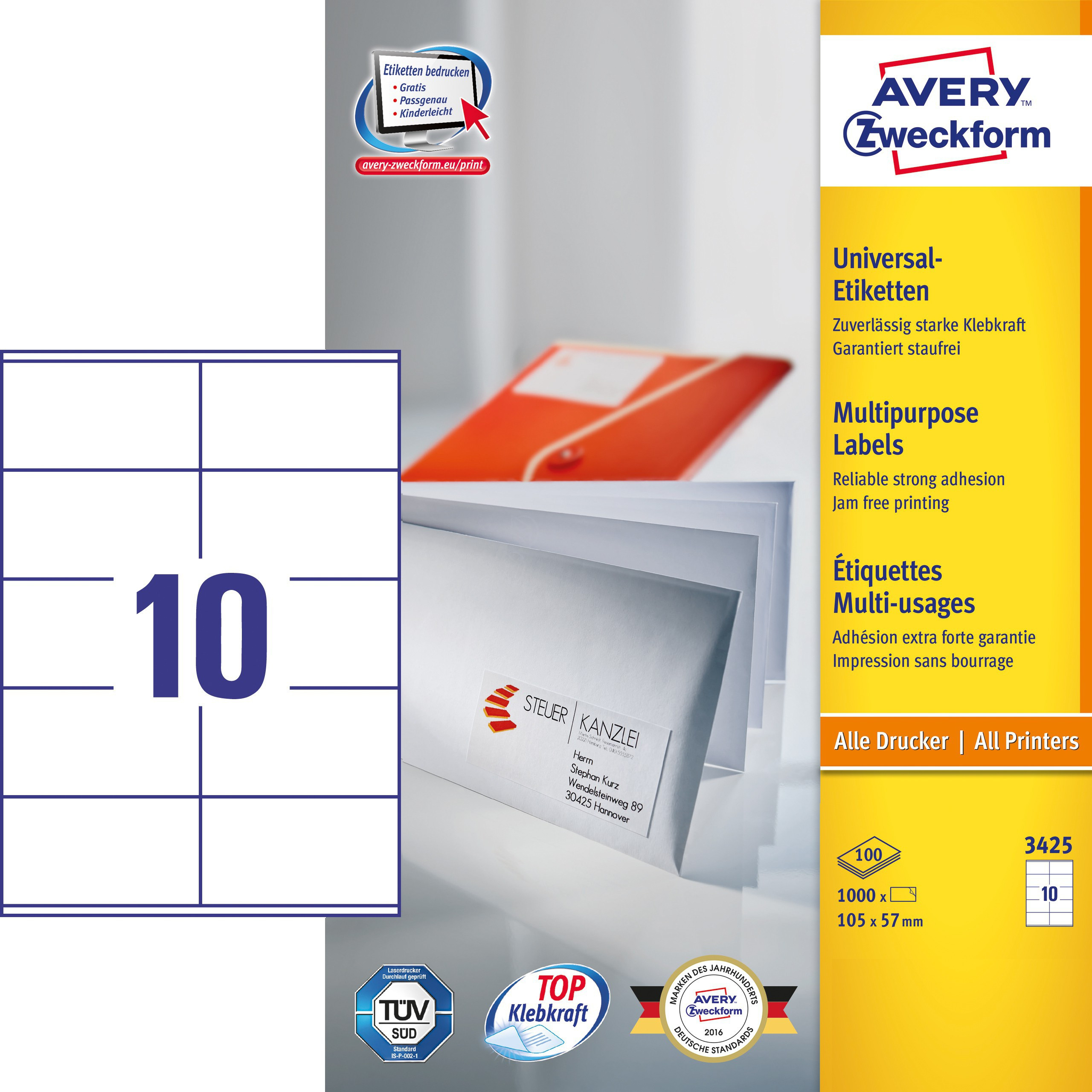 BildeAvery 3425 Universaletiketter ILC 105x57 (1000)