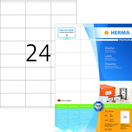 Herma Etiketter Premium A4 70x36mm (2400)