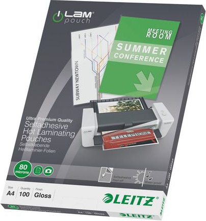 Leitz Lamineringslomme selvkl. A4 80my (100)