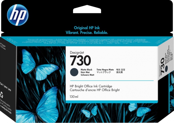 HP no730 130 ml. Matte Black DesignJet Ink Cartridge