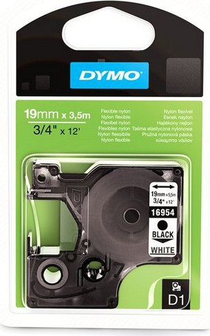 BildeDymo D1 19mmx2,5m Permanent Nylon sort/hvit