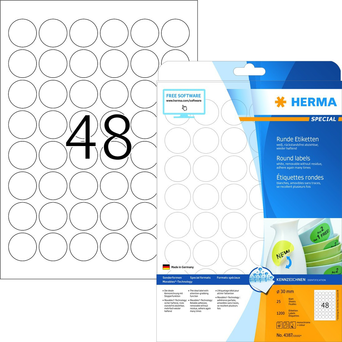 Herma Etiketter Movable A4 30mm (25)