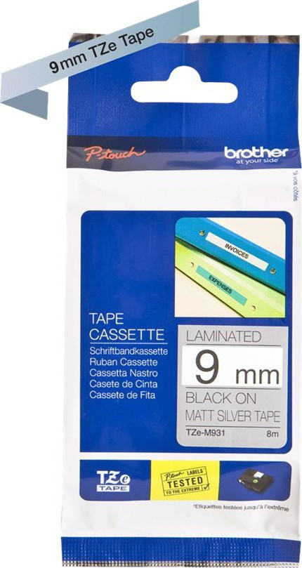 Brother TZe tape 9mmx8m black/silver mat