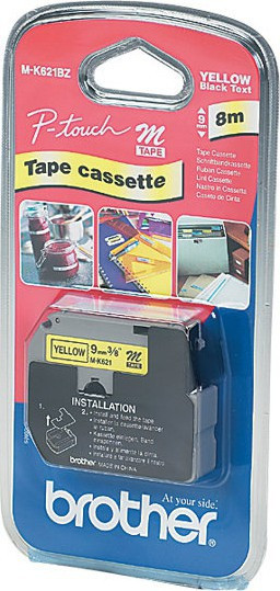 Brother M-Tape Sort På Gul 9mm