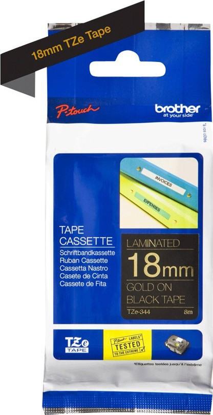 Brother P-Touch Tape Gull På Sort 18mm (8m)