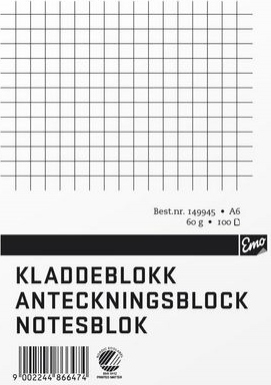 Kladdeblokk Emo A6 60G 100 Blad Ruter