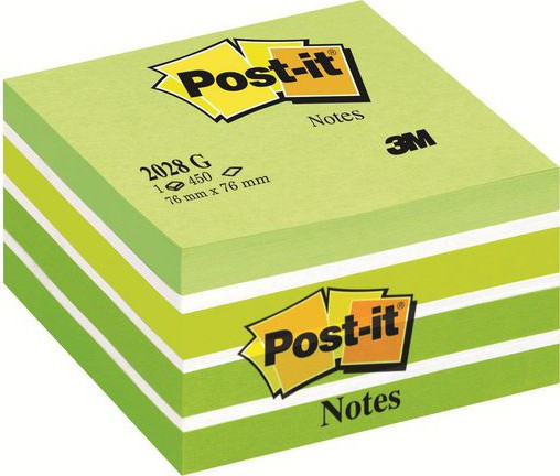 Post-it Klistrelapper 76x76 kubeblokk pastellgrnn